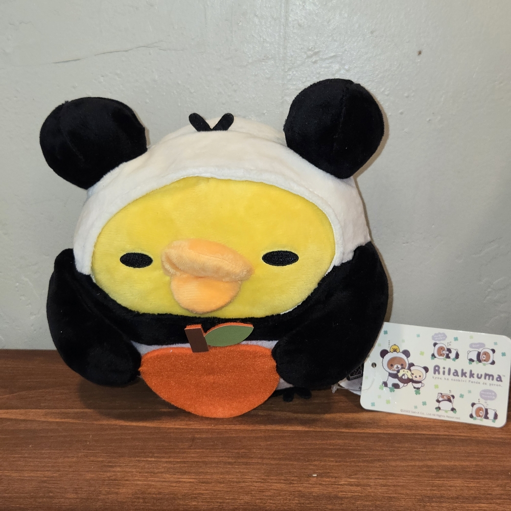 Rilakkuma Panda kiiroitori Panda Plush 7" Apple Costume Stuffed Mascot New